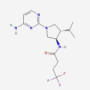 molecular formula C15H22F3N5O B5682220 N-[rel-(3R,4S)-1-(4-amino-2-pyrimidinyl)-4-isopropyl-3-pyrrolidinyl]-4,4,4-trifluorobutanamide hydrochloride 