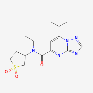 molecular formula C15H21N5O3S B5682275 N-(1,1-dioxidotetrahydro-3-thienyl)-N-ethyl-7-isopropyl[1,2,4]triazolo[1,5-a]pyrimidine-5-carboxamide 