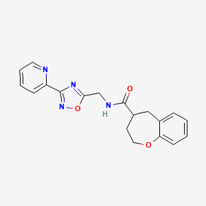 molecular formula C19H18N4O3 B5682296 N-[(3-pyridin-2-yl-1,2,4-oxadiazol-5-yl)methyl]-2,3,4,5-tetrahydro-1-benzoxepine-4-carboxamide 