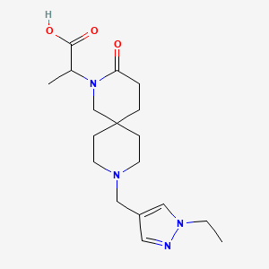 molecular formula C18H28N4O3 B5682306 2-{9-[(1-ethyl-1H-pyrazol-4-yl)methyl]-3-oxo-2,9-diazaspiro[5.5]undec-2-yl}propanoic acid 