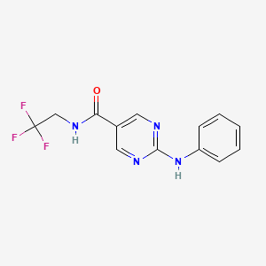 molecular formula C13H11F3N4O B5682317 2-anilino-N-(2,2,2-trifluoroethyl)-5-pyrimidinecarboxamide 