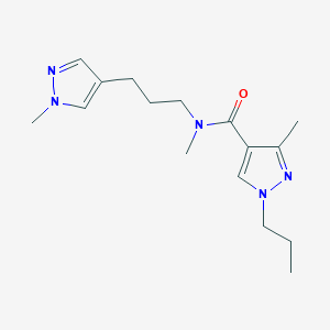 molecular formula C16H25N5O B5682326 N,3-dimethyl-N-[3-(1-methyl-1H-pyrazol-4-yl)propyl]-1-propyl-1H-pyrazole-4-carboxamide 