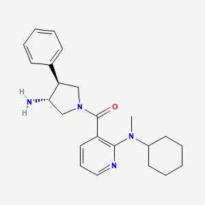 molecular formula C23H30N4O B5682380 3-{[(3R*,4S*)-3-amino-4-phenylpyrrolidin-1-yl]carbonyl}-N-cyclohexyl-N-methylpyridin-2-amine 