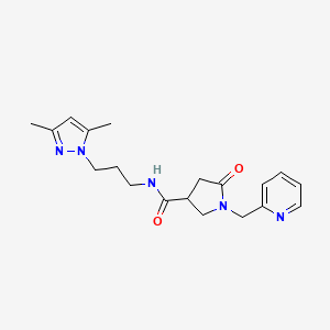 molecular formula C19H25N5O2 B5682463 N-[3-(3,5-dimethyl-1H-pyrazol-1-yl)propyl]-5-oxo-1-(2-pyridinylmethyl)-3-pyrrolidinecarboxamide 