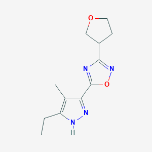 molecular formula C12H16N4O2 B5682501 5-(3-ethyl-4-methyl-1H-pyrazol-5-yl)-3-(tetrahydrofuran-3-yl)-1,2,4-oxadiazole 