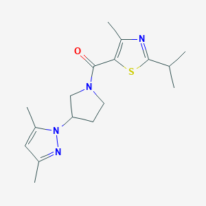 molecular formula C17H24N4OS B5682539 5-{[3-(3,5-dimethyl-1H-pyrazol-1-yl)-1-pyrrolidinyl]carbonyl}-2-isopropyl-4-methyl-1,3-thiazole 