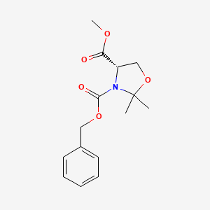 molecular formula C15H19NO5 B568255 (S)-3-Benzyl 4-methyl 2,2-dimethyloxazolidine-3,4-dicarboxylate CAS No. 117833-99-5