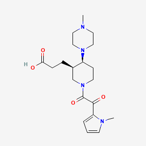 molecular formula C20H30N4O4 B5682570 3-{(3R*,4S*)-4-(4-methylpiperazin-1-yl)-1-[(1-methyl-1H-pyrrol-2-yl)(oxo)acetyl]piperidin-3-yl}propanoic acid 