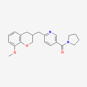 molecular formula C21H24N2O3 B5682605 2-[(8-methoxy-3,4-dihydro-2H-chromen-3-yl)methyl]-5-(pyrrolidin-1-ylcarbonyl)pyridine 