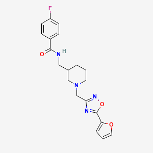 molecular formula C20H21FN4O3 B5682639 4-fluoro-N-[(1-{[5-(2-furyl)-1,2,4-oxadiazol-3-yl]methyl}piperidin-3-yl)methyl]benzamide 