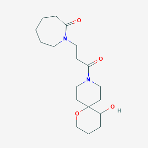 molecular formula C18H30N2O4 B5682687 1-[3-(5-hydroxy-1-oxa-9-azaspiro[5.5]undec-9-yl)-3-oxopropyl]-2-azepanone 
