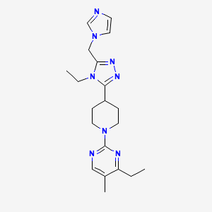 molecular formula C20H28N8 B5682760 4-ethyl-2-{4-[4-ethyl-5-(1H-imidazol-1-ylmethyl)-4H-1,2,4-triazol-3-yl]piperidin-1-yl}-5-methylpyrimidine 