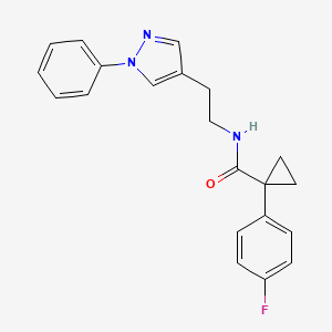 molecular formula C21H20FN3O B5682767 1-(4-fluorophenyl)-N-[2-(1-phenyl-1H-pyrazol-4-yl)ethyl]cyclopropanecarboxamide 
