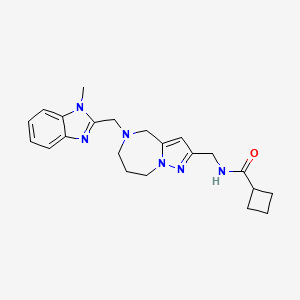 molecular formula C22H28N6O B5682769 N-({5-[(1-methyl-1H-benzimidazol-2-yl)methyl]-5,6,7,8-tetrahydro-4H-pyrazolo[1,5-a][1,4]diazepin-2-yl}methyl)cyclobutanecarboxamide 