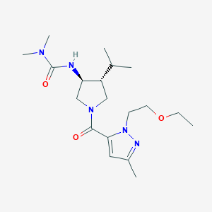 molecular formula C19H33N5O3 B5682779 N'-((3S*,4R*)-1-{[1-(2-ethoxyethyl)-3-methyl-1H-pyrazol-5-yl]carbonyl}-4-isopropyl-3-pyrrolidinyl)-N,N-dimethylurea 