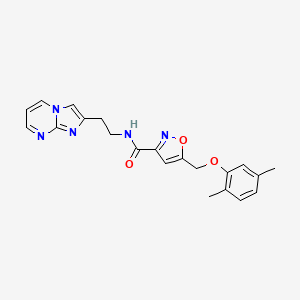 molecular formula C21H21N5O3 B5682809 5-[(2,5-dimethylphenoxy)methyl]-N-(2-imidazo[1,2-a]pyrimidin-2-ylethyl)-3-isoxazolecarboxamide 