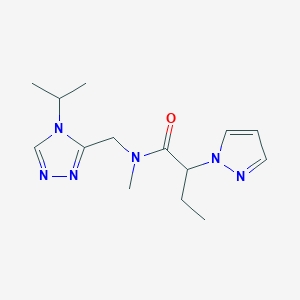 molecular formula C14H22N6O B5682817 N-[(4-isopropyl-4H-1,2,4-triazol-3-yl)methyl]-N-methyl-2-(1H-pyrazol-1-yl)butanamide 