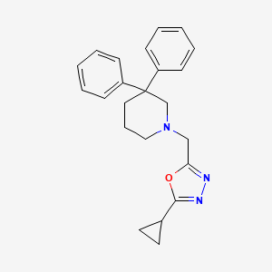 molecular formula C23H25N3O B5682822 1-[(5-cyclopropyl-1,3,4-oxadiazol-2-yl)methyl]-3,3-diphenylpiperidine 