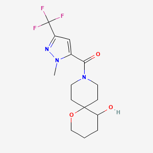 molecular formula C15H20F3N3O3 B5682860 9-{[1-methyl-3-(trifluoromethyl)-1H-pyrazol-5-yl]carbonyl}-1-oxa-9-azaspiro[5.5]undecan-5-ol 