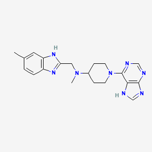 molecular formula C20H24N8 B5682890 N-methyl-N-[(5-methyl-1H-benzimidazol-2-yl)methyl]-1-(9H-purin-6-yl)piperidin-4-amine 