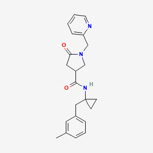 molecular formula C22H25N3O2 B5682894 N-[1-(3-methylbenzyl)cyclopropyl]-5-oxo-1-(2-pyridinylmethyl)-3-pyrrolidinecarboxamide 