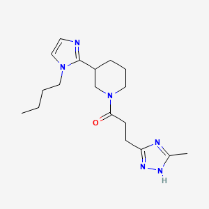 molecular formula C18H28N6O B5682977 3-(1-butyl-1H-imidazol-2-yl)-1-[3-(5-methyl-1H-1,2,4-triazol-3-yl)propanoyl]piperidine 