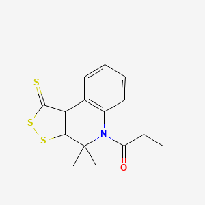 molecular formula C16H17NOS3 B5682987 4,4,8-trimethyl-5-propionyl-4,5-dihydro-1H-[1,2]dithiolo[3,4-c]quinoline-1-thione 
