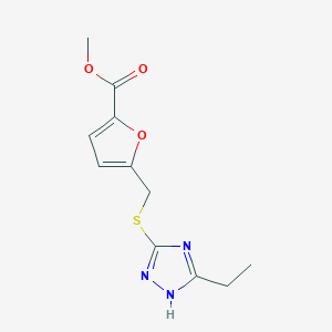molecular formula C11H13N3O3S B5683000 methyl 5-{[(5-ethyl-4H-1,2,4-triazol-3-yl)thio]methyl}-2-furoate 
