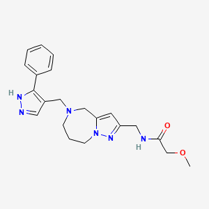 molecular formula C21H26N6O2 B5683025 2-methoxy-N-({5-[(3-phenyl-1H-pyrazol-4-yl)methyl]-5,6,7,8-tetrahydro-4H-pyrazolo[1,5-a][1,4]diazepin-2-yl}methyl)acetamide 