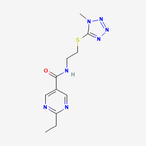 molecular formula C11H15N7OS B5683039 2-ethyl-N-{2-[(1-methyl-1H-tetrazol-5-yl)thio]ethyl}-5-pyrimidinecarboxamide 