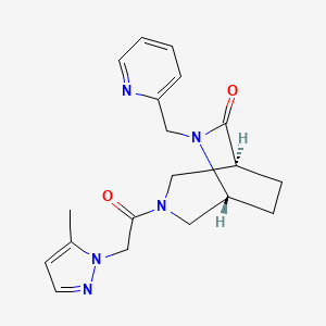 molecular formula C19H23N5O2 B5683043 (1S*,5R*)-3-[(5-methyl-1H-pyrazol-1-yl)acetyl]-6-(pyridin-2-ylmethyl)-3,6-diazabicyclo[3.2.2]nonan-7-one 