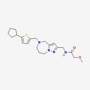 molecular formula C21H30N4O2S B5683079 N-({5-[(5-cyclopentyl-2-thienyl)methyl]-5,6,7,8-tetrahydro-4H-pyrazolo[1,5-a][1,4]diazepin-2-yl}methyl)-2-methoxyacetamide 