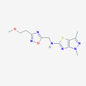 molecular formula C12H16N6O2S B5683216 N-{[3-(2-methoxyethyl)-1,2,4-oxadiazol-5-yl]methyl}-1,3-dimethyl-1H-pyrazolo[3,4-d][1,3]thiazol-5-amine 