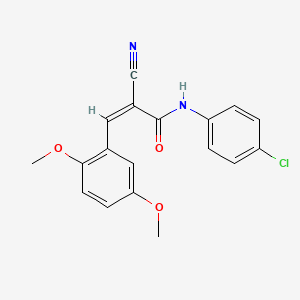 molecular formula C18H15ClN2O3 B5683223 N-(4-chlorophenyl)-2-cyano-3-(2,5-dimethoxyphenyl)acrylamide 