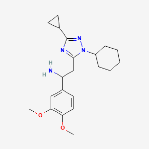 molecular formula C21H30N4O2 B5683247 2-(1-cyclohexyl-3-cyclopropyl-1H-1,2,4-triazol-5-yl)-1-(3,4-dimethoxyphenyl)ethanamine 