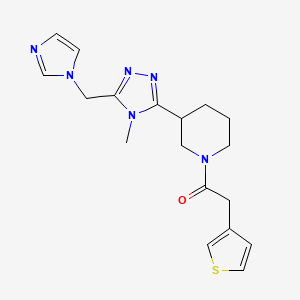 molecular formula C18H22N6OS B5683295 3-[5-(1H-imidazol-1-ylmethyl)-4-methyl-4H-1,2,4-triazol-3-yl]-1-(3-thienylacetyl)piperidine 