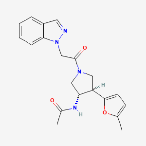 molecular formula C20H22N4O3 B5683321 N-[(3S*,4R*)-1-(1H-indazol-1-ylacetyl)-4-(5-methyl-2-furyl)pyrrolidin-3-yl]acetamide 