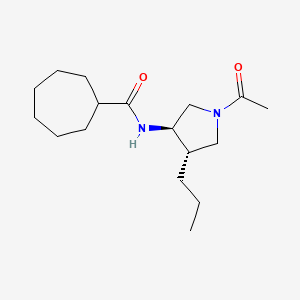 molecular formula C17H30N2O2 B5683333 N-[(3R*,4S*)-1-acetyl-4-propyl-3-pyrrolidinyl]cycloheptanecarboxamide 