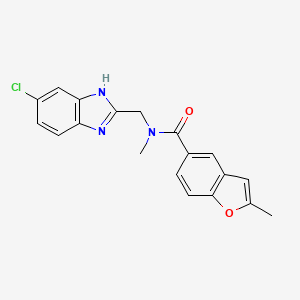 molecular formula C19H16ClN3O2 B5683336 N-[(5-chloro-1H-benzimidazol-2-yl)methyl]-N,2-dimethyl-1-benzofuran-5-carboxamide 