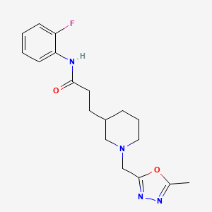 molecular formula C18H23FN4O2 B5683385 N-(2-fluorophenyl)-3-{1-[(5-methyl-1,3,4-oxadiazol-2-yl)methyl]piperidin-3-yl}propanamide 