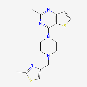 molecular formula C16H19N5S2 B5683405 2-methyl-4-{4-[(2-methyl-1,3-thiazol-4-yl)methyl]piperazin-1-yl}thieno[3,2-d]pyrimidine 