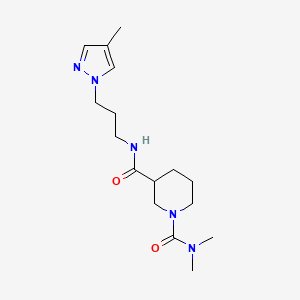molecular formula C16H27N5O2 B5683408 N~1~,N~1~-dimethyl-N~3~-[3-(4-methyl-1H-pyrazol-1-yl)propyl]-1,3-piperidinedicarboxamide 