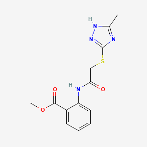 molecular formula C13H14N4O3S B5683444 methyl 2-({[(5-methyl-4H-1,2,4-triazol-3-yl)thio]acetyl}amino)benzoate 
