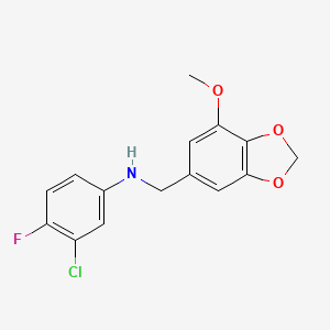 molecular formula C15H13ClFNO3 B5683466 (3-chloro-4-fluorophenyl)[(7-methoxy-1,3-benzodioxol-5-yl)methyl]amine 