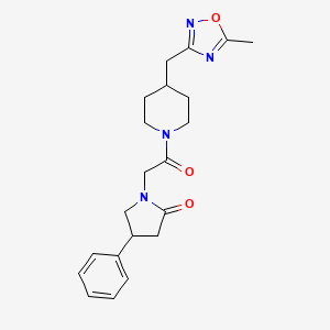 molecular formula C21H26N4O3 B5683477 1-(2-{4-[(5-methyl-1,2,4-oxadiazol-3-yl)methyl]piperidin-1-yl}-2-oxoethyl)-4-phenylpyrrolidin-2-one 