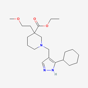 molecular formula C21H35N3O3 B5683507 ethyl 1-[(3-cyclohexyl-1H-pyrazol-4-yl)methyl]-3-(2-methoxyethyl)-3-piperidinecarboxylate 