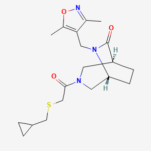 molecular formula C19H27N3O3S B5683513 (1S*,5R*)-3-{[(cyclopropylmethyl)thio]acetyl}-6-[(3,5-dimethylisoxazol-4-yl)methyl]-3,6-diazabicyclo[3.2.2]nonan-7-one 
