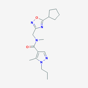 molecular formula C17H25N5O2 B5683544 N-[(5-cyclopentyl-1,2,4-oxadiazol-3-yl)methyl]-N,5-dimethyl-1-propyl-1H-pyrazole-4-carboxamide 