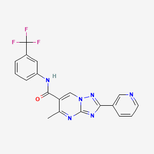 molecular formula C19H13F3N6O B5683556 5-methyl-2-(3-pyridinyl)-N-[3-(trifluoromethyl)phenyl][1,2,4]triazolo[1,5-a]pyrimidine-6-carboxamide 