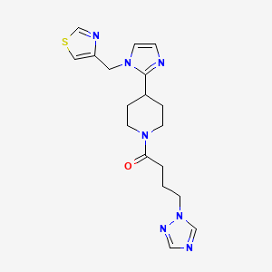 molecular formula C18H23N7OS B5683578 4-[1-(1,3-thiazol-4-ylmethyl)-1H-imidazol-2-yl]-1-[4-(1H-1,2,4-triazol-1-yl)butanoyl]piperidine 